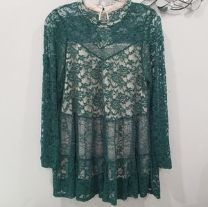 Emerald Lace Tunic Blouse-3